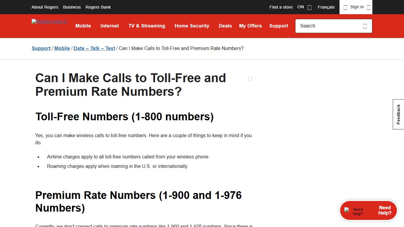 Calling Toll-Free, 1-800 Numbers & Premium Rate Numbers - Rogers
